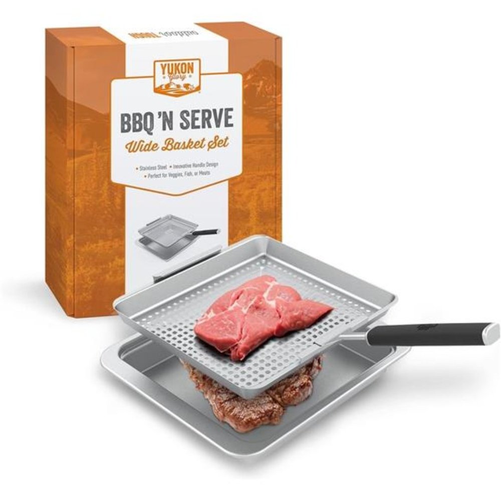 BBQ Grill Basket - The Grilling Basket Includes a Serving Tray & Clip-On Handle